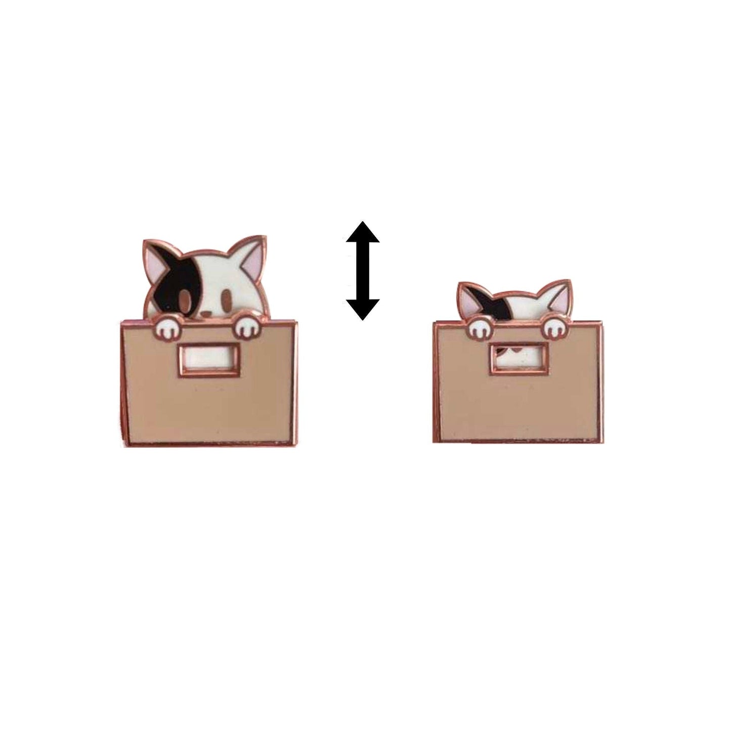 Interactive Slider Enamel Pin - Kitty-in-a-Box Collection, Peekaboo Cat, Pins, Brooches & Lapel Pins