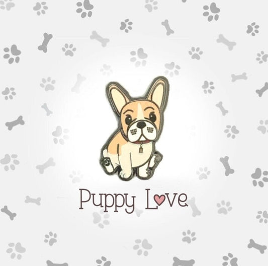 French Bulldog (Frenchie), Puppy Love Collection - Small Enamel Pin, Pins, Brooches & Lapel Pins