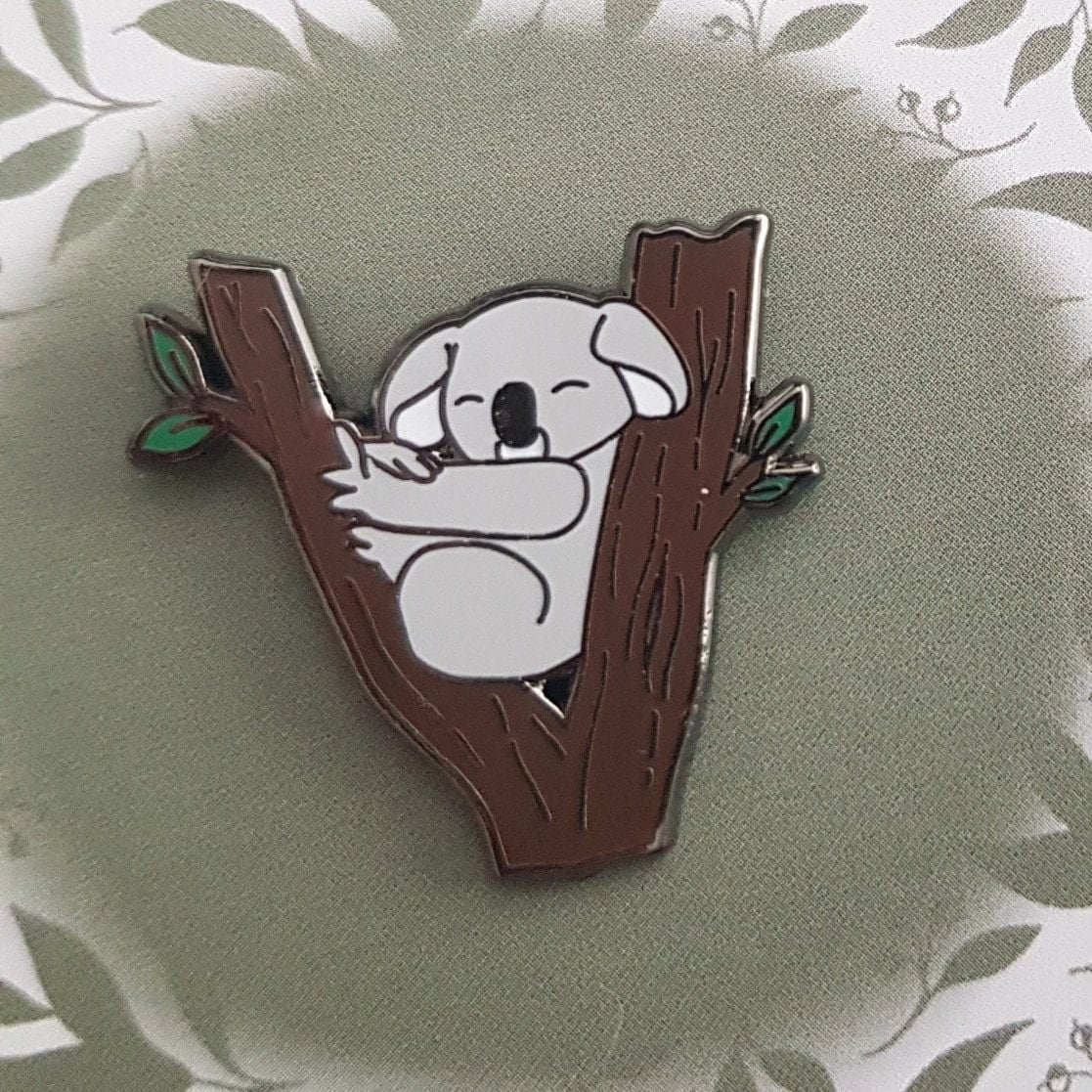 Koala Hanging on a Gum Tree - Small Enamel Pin, Pins, Brooches & Lapel Pins