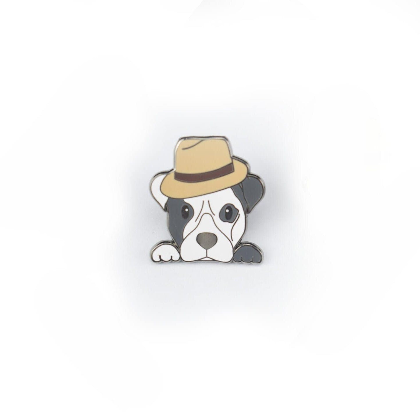 Pittie with Hat - Small Enamel Pin, Pins, Brooches & Lapel Pins