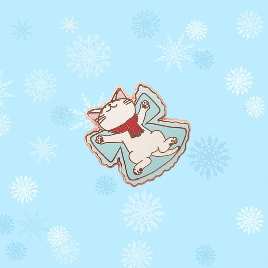 Winter Snow Angel Kitty - Small Enamel Pin, Pins, Brooches & Lapel Pins
