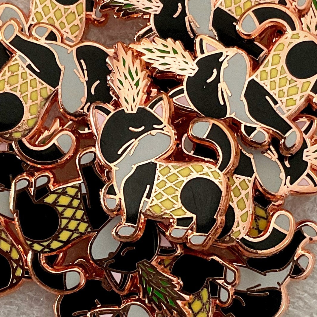 Pineapple Kitty - Small 0.85&quot; Enamel Pin, Pins, Brooches & Lapel Pins