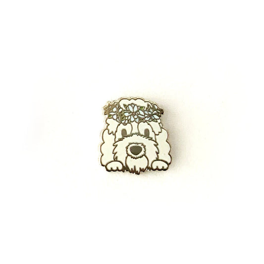 Poodle with Floral Crown - Small Enamel Pin, Pins, Brooches & Lapel Pins