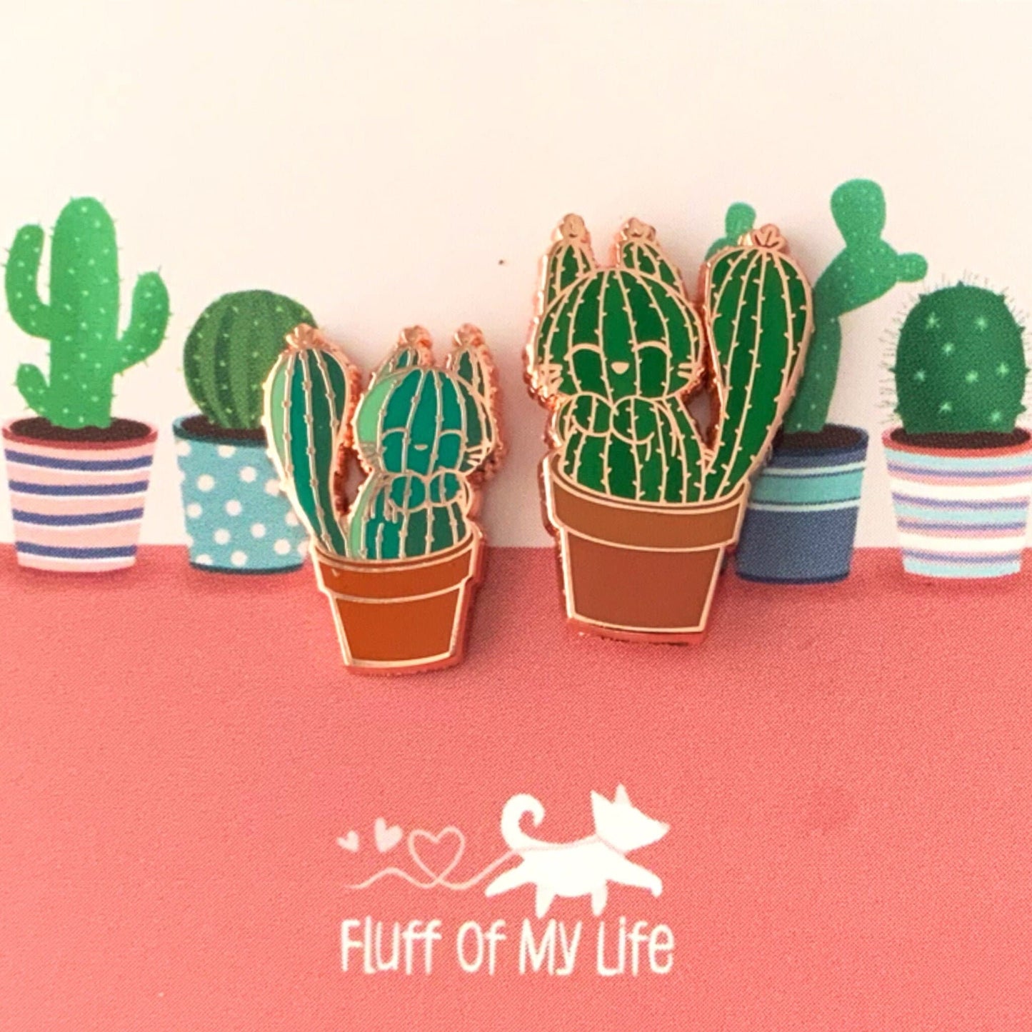 Cactus Cats - Small Enamel Pins, Set of 2, Mother’s Day Gift, Pins, Brooches & Lapel Pins