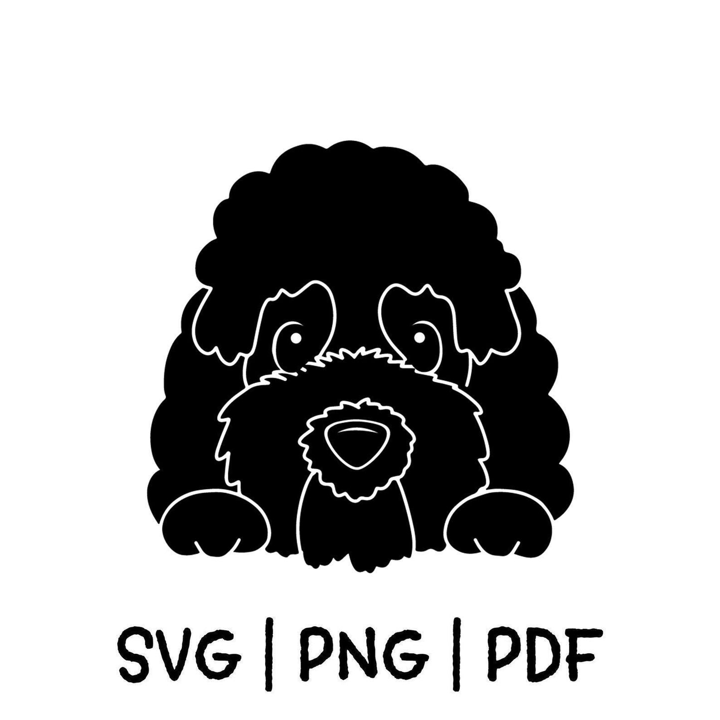 Poodle SVG PNG PDF Cut File, Cute Dog Peeking Over, Cutting File, Cricut, Silhouette, SVG Cut Files,