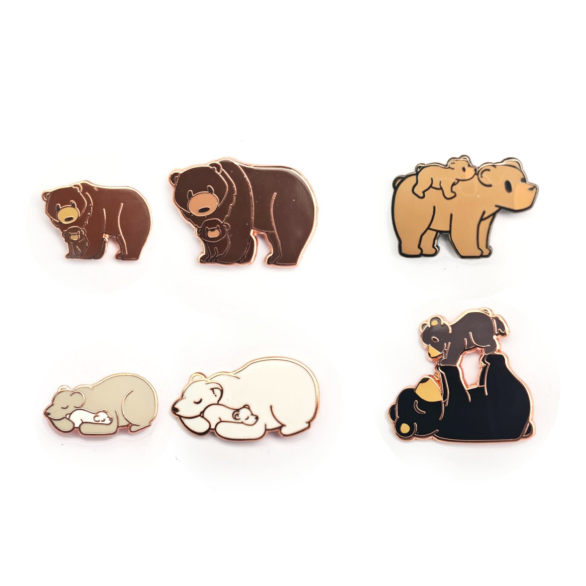 Mama Bear and Baby Bear, Sleeping - Small Enamel Pin, Mother’s Day Gift, Pins, Brooches & Lapel Pins