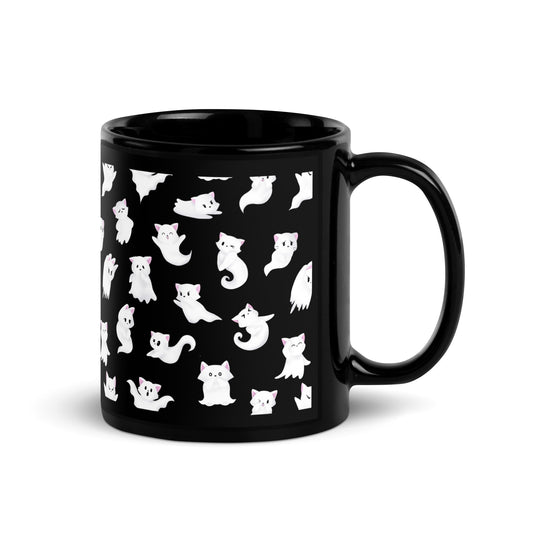 Ghost Kitties Black Glossy Mug